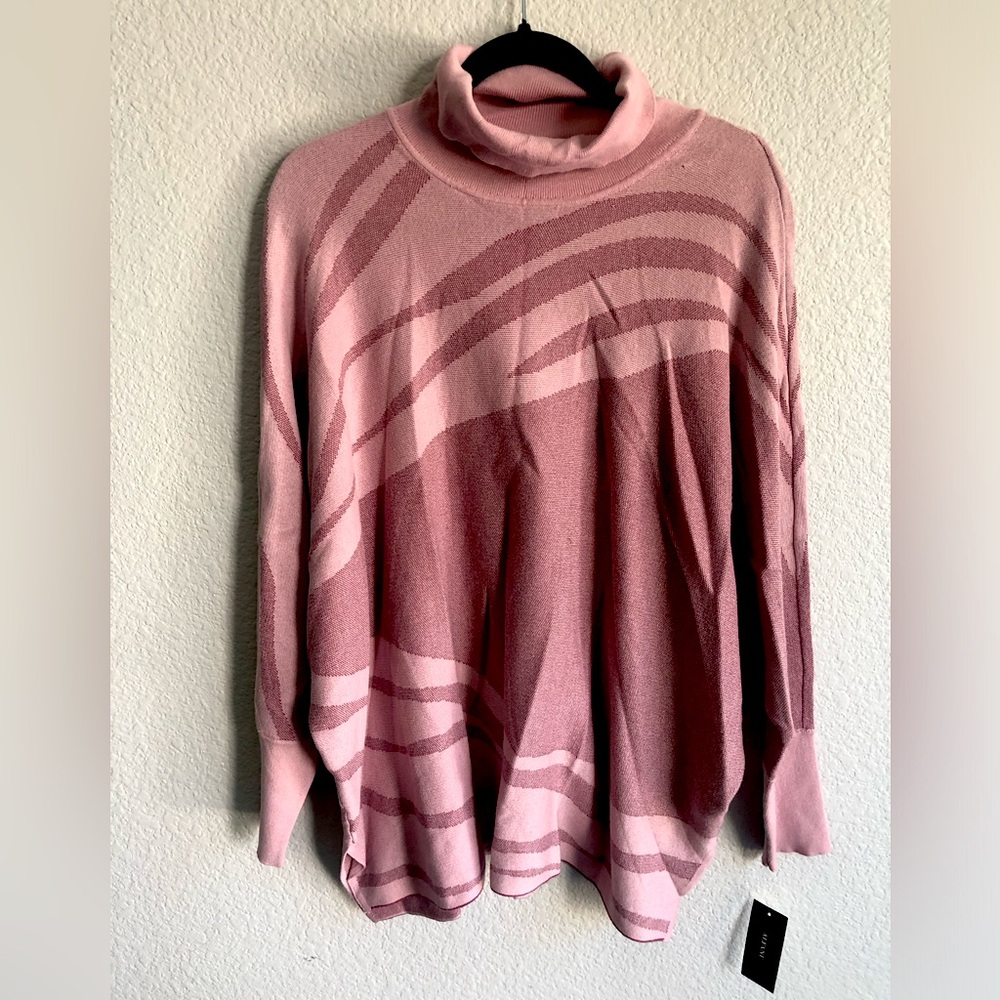 Alfani medium new nwt Pink mauve Turtleneck Sweater shrug cowl neck style